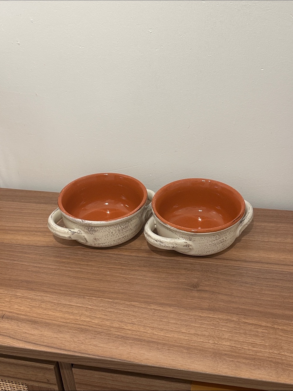 De Silva , Italian Rust Orange Glazed Stoneware . Set of 2